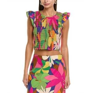 NEW FLORA BEA neomi crop top in green fuschia